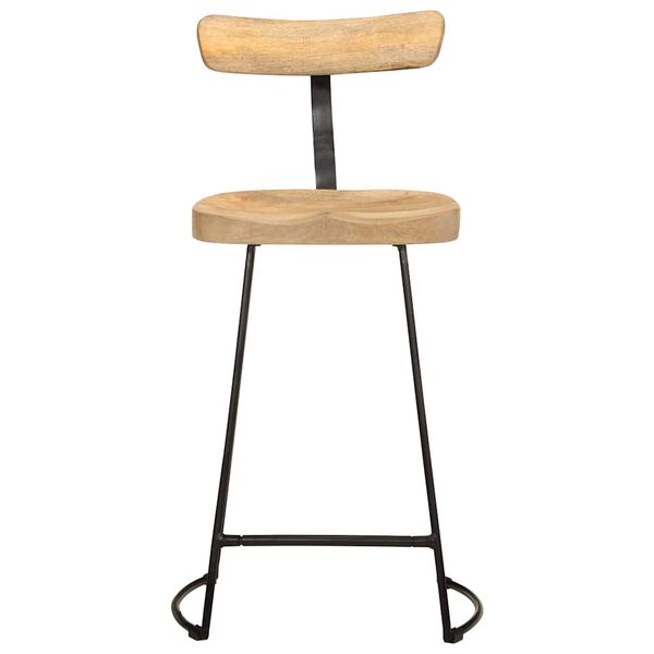 vidaXL Bar Stool Set of 2 Brown and black Solid mango wood Standard