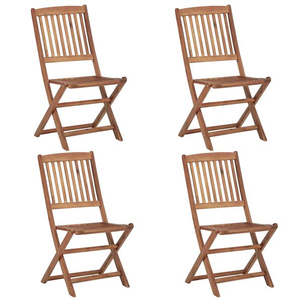 vidaXL Garden Chair Set of 4 Wooden Brown Solid Acacia Wood Medium
