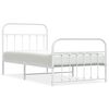 vidaXL Bed Frame White Powder-Coated Steel Twin Bed Frame Rectangular