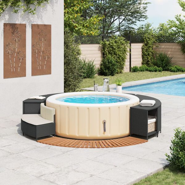 vidaXL Hot Tub Surround Set of 2 Black PE Rattan Medium
