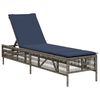 vidaXL Patio Sun Lounger Grey PE rattan Large Multi-Position Backrest
