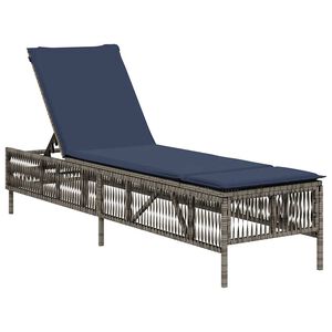 vidaXL Patio Sun Lounger Grey PE rattan Large Multi-Position Backrest