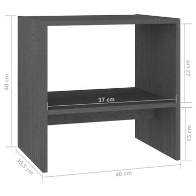 vidaXL Bedside Cabinet Gray 15.7"x11.8"x15.7" Solid Pinewood