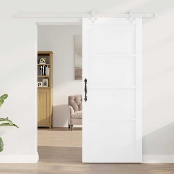 vidaXL Sliding Door White 32.68 x 79.53 in Solid Pine Wood