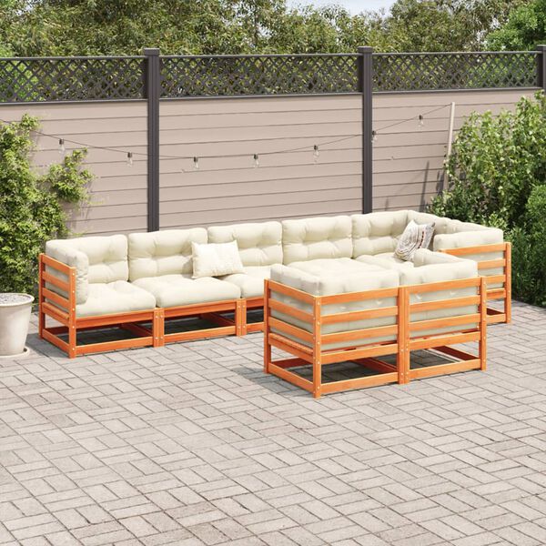 vidaXL Garden Sofa Set Wax brown, Cream