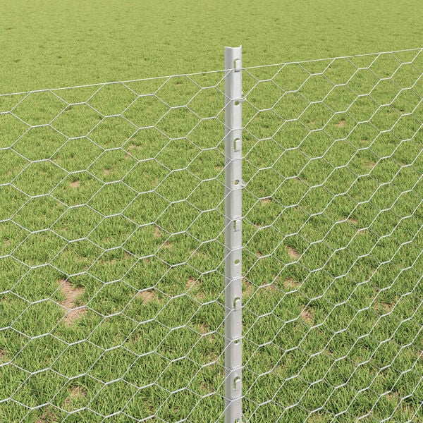 vidaXL Fence with Post Silver 3.28 x 82.02 ft Steel