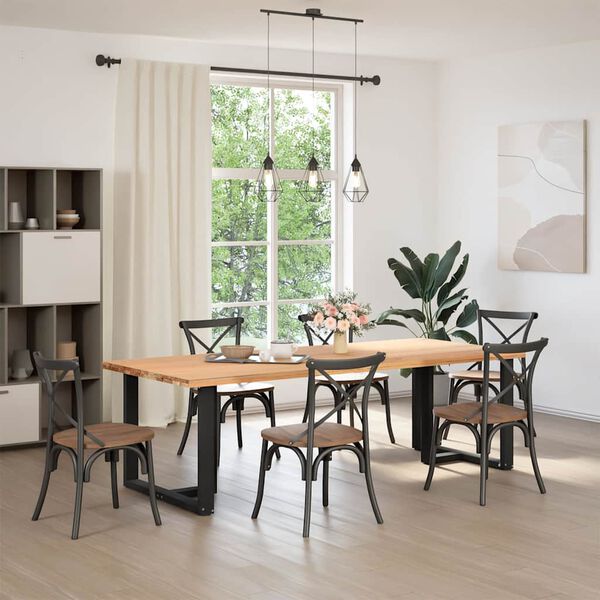 vidaXL Dining Table Leg Black Powder-coated steel Medium Levelers