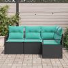 vidaXL Sofa Set 4 pcs Black Poly Rattan