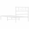 vidaXL Bed Frame White Powder-Coated Steel Single Metal Bed Frame