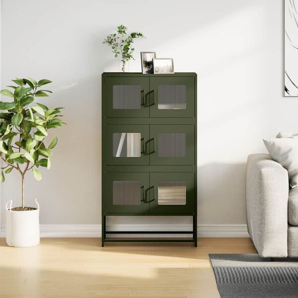 vidaXL Highboard Olive Green Cold-Rolled Steel Large Highboard