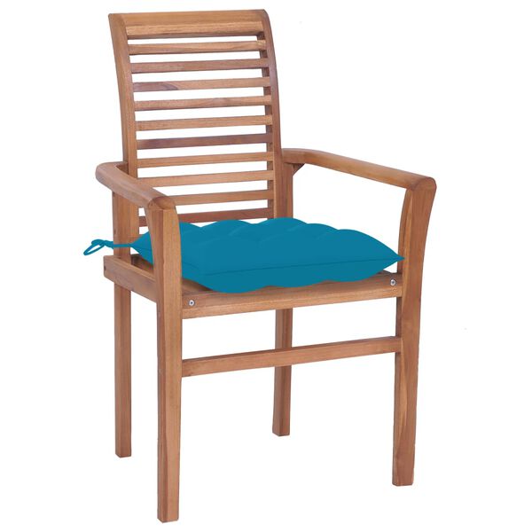 vidaXL Dining Chair Set of 4 Light Blue Solid teak wood Standard