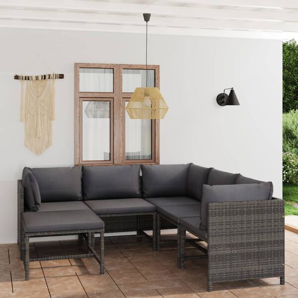 vidaXL Garden Lounge Set Grey PE (polyethylene) rattan Medium Modular