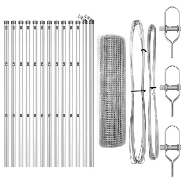 vidaXL Fence Post Silver 82.02 x 1.64 ft (0.98 x 0.98 in mesh) Steel