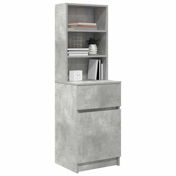 vidaXL Bedside Cabinet Concrete Grey Engineered Wood Extra Tall