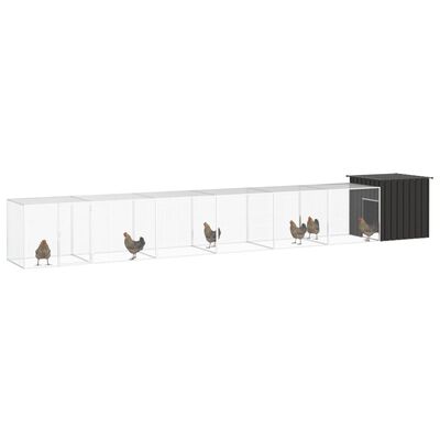 vidaXL Chicken Cage Anthracite 275.6"x35.8"x39.4" Galvanized Steel