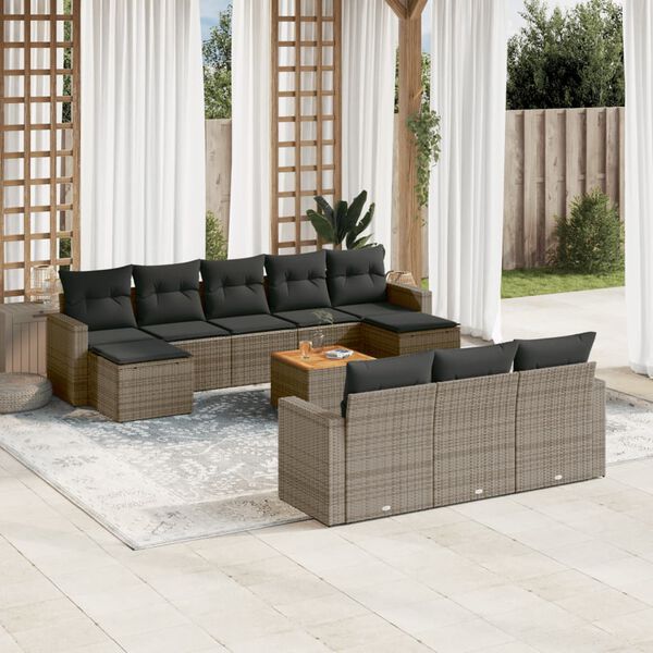 vidaXL Garden Sofa Set Set of 11 Grey