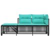 vidaXL Patio Sofa Set Black PE rattan 3 Piece Set Adjustable Armrests