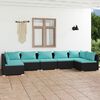vidaXL Garden Lounge Set Black, Water blue