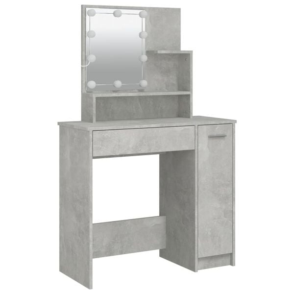 vidaXL Dressing Table Concrete grey Engineered wood, acrylic Standard