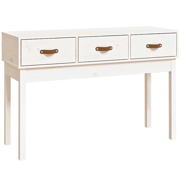 vidaXL Console Table White Solid Pine Wood Medium Console Table