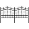 vidaXL Garden Fence with Spear Top Black 94.5"x39.4" Powder-coated Steel