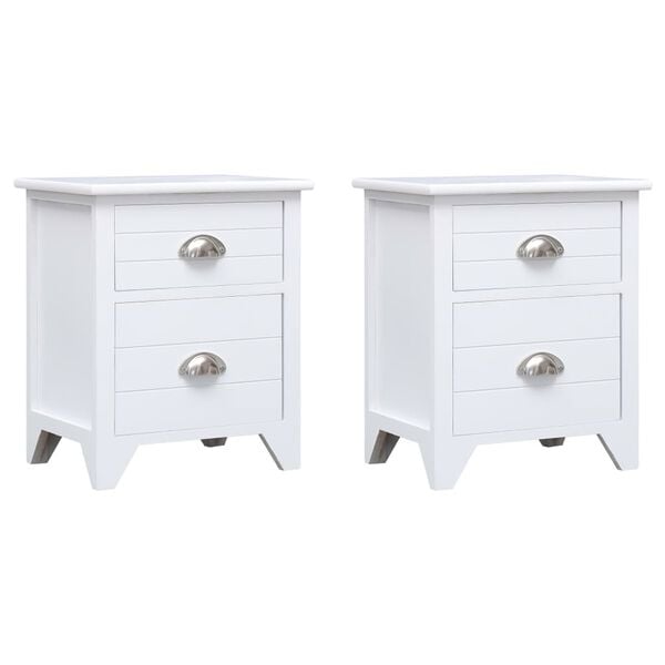 vidaXL Cabinet Set of 2 White Paulownia wood, Plywood Cabinet