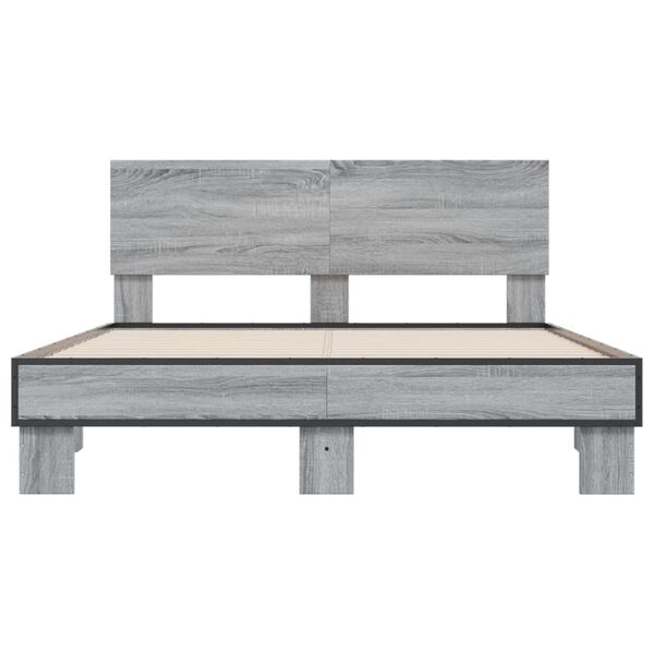 vidaXL Bed Frame Grey Sonoma Engineered wood, metal Double Bed Frame