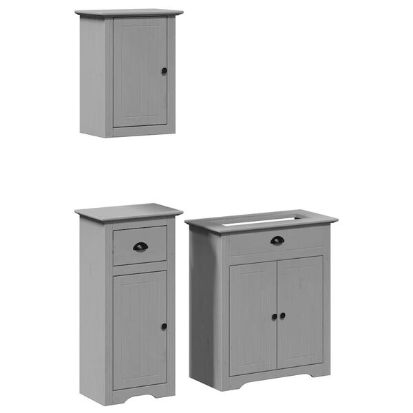 vidaXL Bathroom Furniture Set Grey Solid pinewood and engineered wood