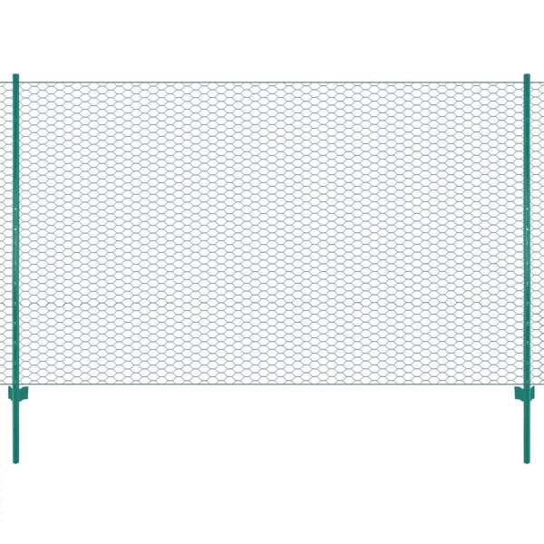 vidaXL Wire Mesh Fence with Posts Steel 82'x6.6' Green