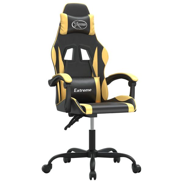 vidaXL Gaming Chair Black and Gold Faux Leather