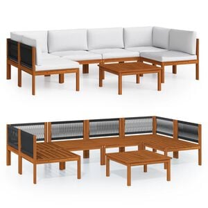vidaXL Garden Lounge Set Cream Solid Acacia wood Medium Modular