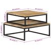 vidaXL Coffee Table Set of 2 Natural Mango Wood, Black