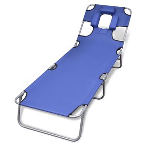 vidaXL Sun Lounger Blue Powder-coated steel, Polyester