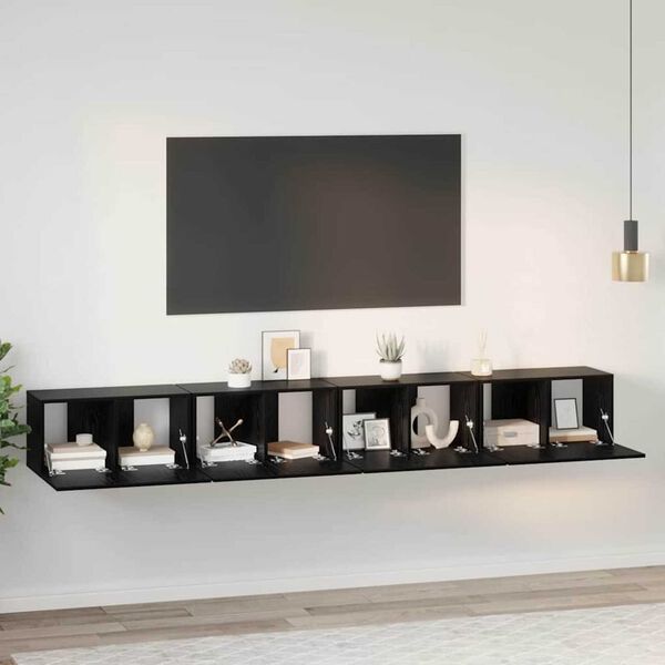 vidaXL TV Cabinet Set 4 pcs Black Oak 23.62 x 11.81 x 11.81 in