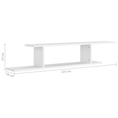 vidaXL Wall-Mounted TV Shelf White 49.2"x7.1"x9.1" Engineered Wood