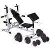 vidaXL Weight Bench with Weight Rack, Barbell and Dumbbell Set 264.6 lb