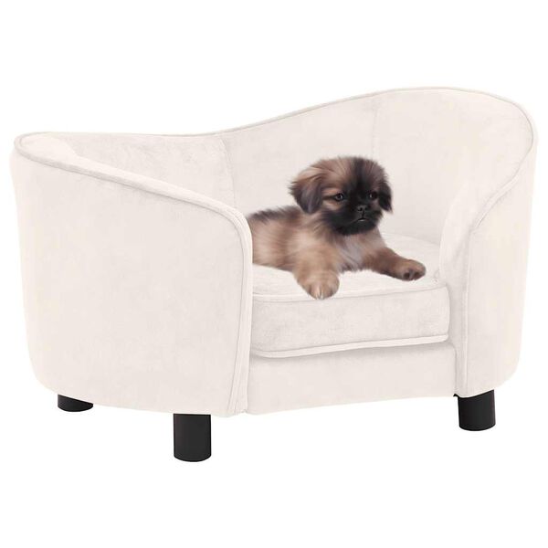 vidaXL Dog Sofa Cream Plush (80% polyester, 20% cotton), solid fir wood