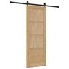 vidaXL Sliding Door Natural and Black 28.94 x 78.15 in Solid Pine Wood