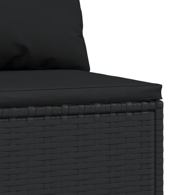 vidaXL Patio Middle Sofa with Cushions Black Poly Rattan