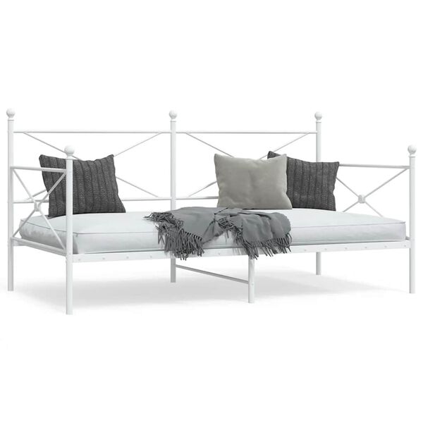 vidaXL Daybed with Trundle White Steel Medium Daybed with Storage