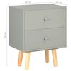 vidaXL Bedside Cabinet Set of 2 Grey MDF and Solid Pine Wood