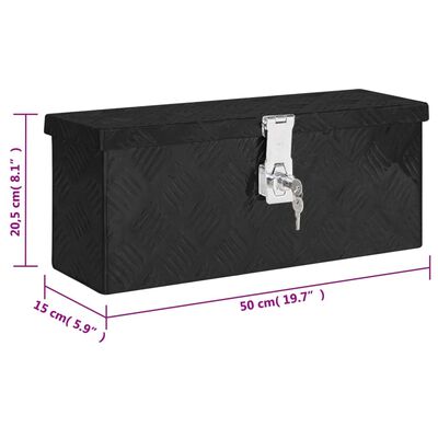 vidaXL Storage Box Black 19.7x5.9x8.1 Aluminum