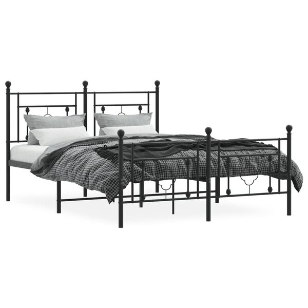vidaXL Bed Frame Black Powder-Coated Steel 55 x 78.7 in Bed Frame