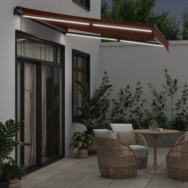 vidaXL Retractable Awning Brown Powder-coated aluminum Large