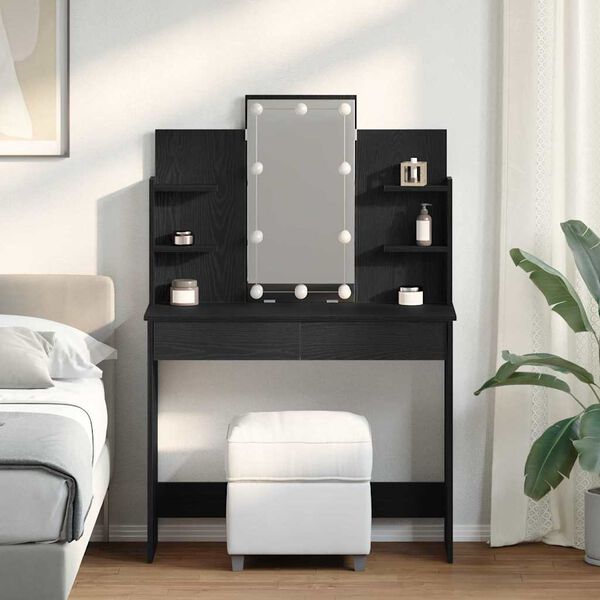 vidaXL Dressing Table Black oak 37.8" x 15.7" x 55.9" Engineered wood