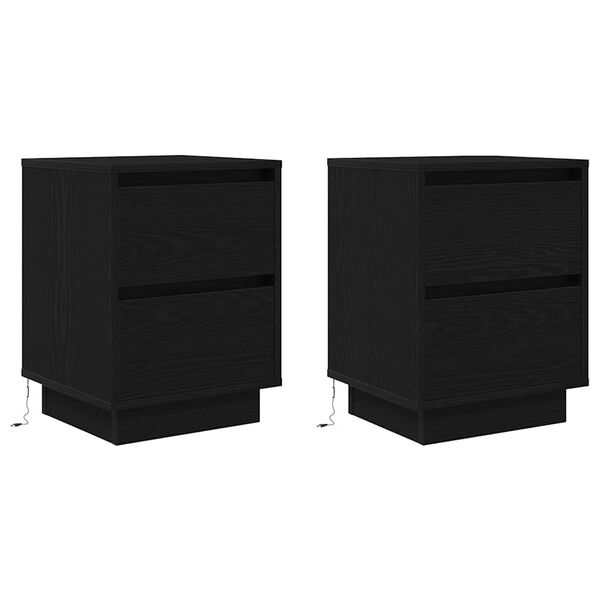 vidaXL Bedside Cabinet Set of 2 Black Engineered wood