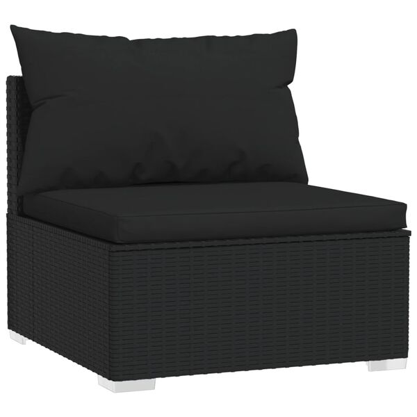 vidaXL Garden Lounge Set Black PE rattan, powder-coated steel, plastic