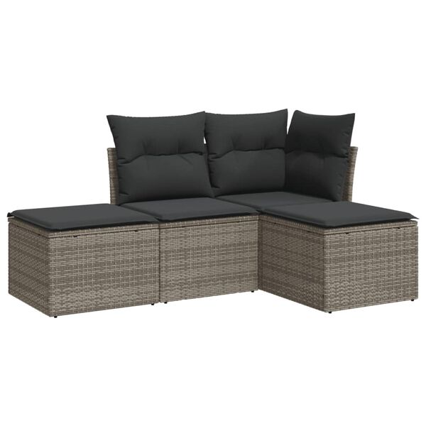 vidaXL Garden Sofa Set Grey PE rattan and powder-coated steel Large