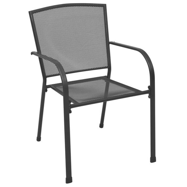 vidaXL Outdoor Chair Set of 4 Anthracite Steel Medium Stackable
