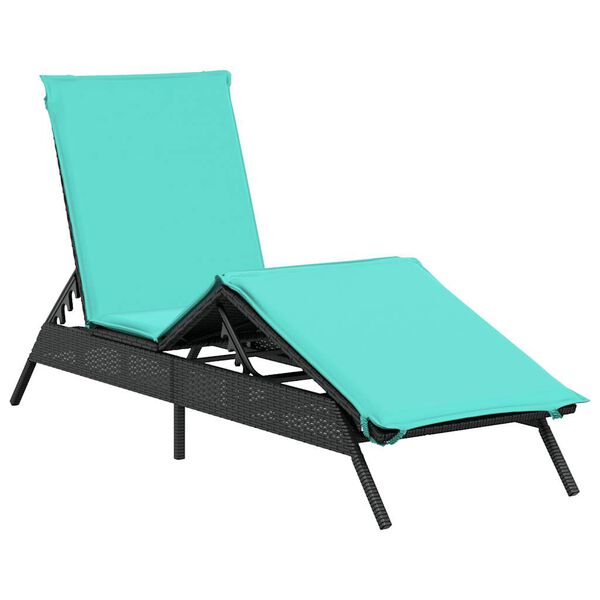 vidaXL Patio Sun Lounger Black, Blue